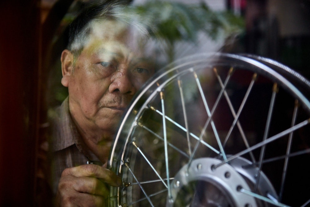 a man looking at the camera