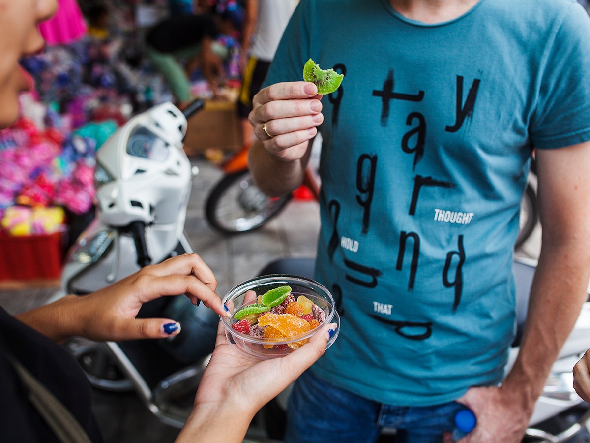 a man that is eating some food