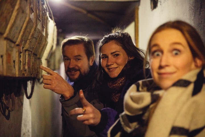 a man and a woman taking a selfie