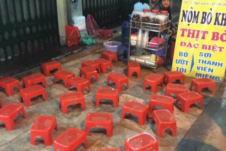 a close up of a red building