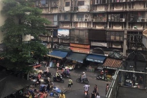 a close up of a busy city street