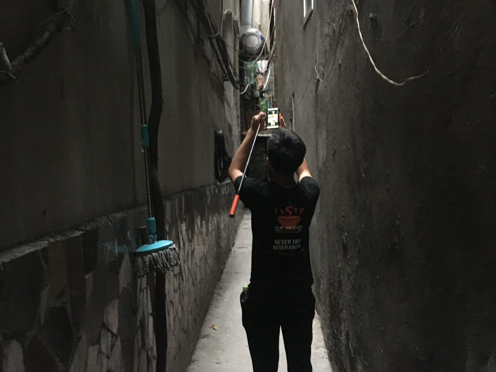 a person walking down the street