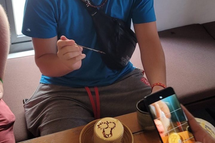 a man sitting on a table