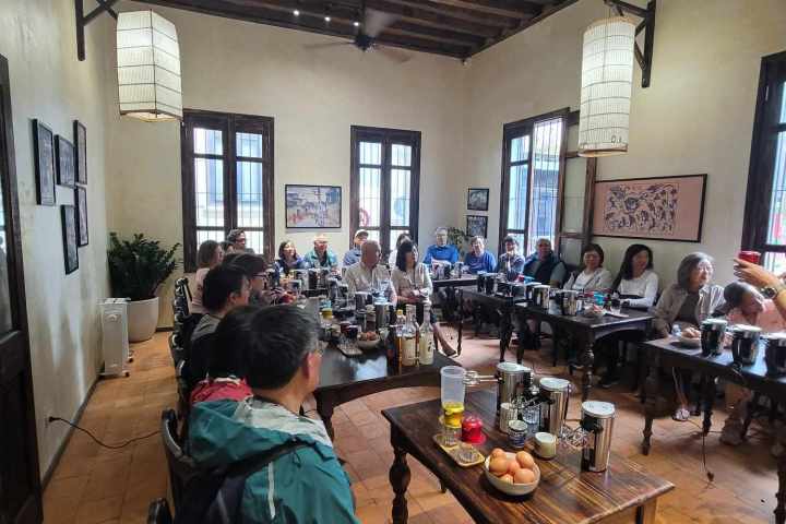 a group of people in a room