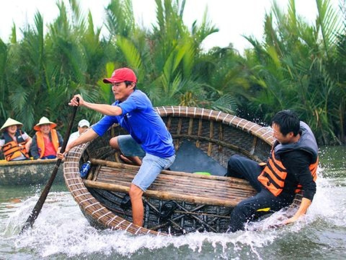 a man riding on the back of a boat