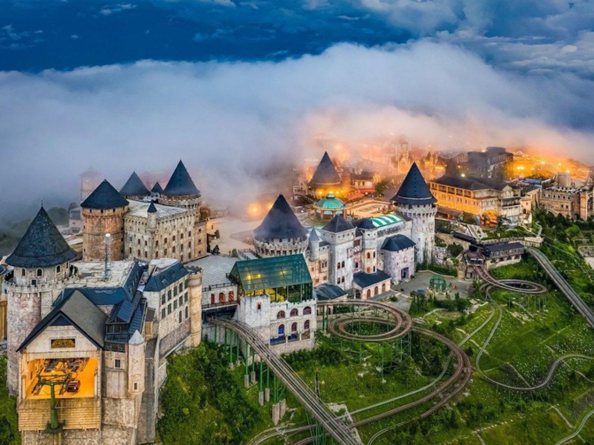 a castle on a train track