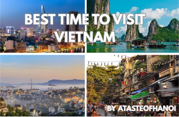 Collage with 'Best Time to Visit Vietnam' over city and landscape images.
