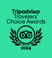 Tripadvisor Travelers' Choice Awards 2024 logo on green background.