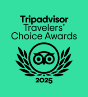 Tripadvisor Travelers' Choice Awards 2025 logo on green background.